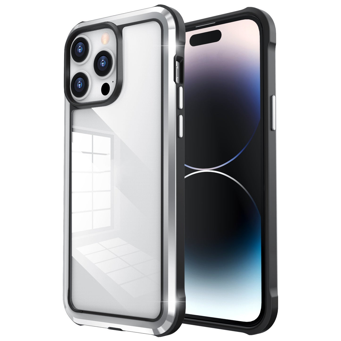 Metal Drop-proof Full Wrap Transparent Plus Stainless Steel Phone Case