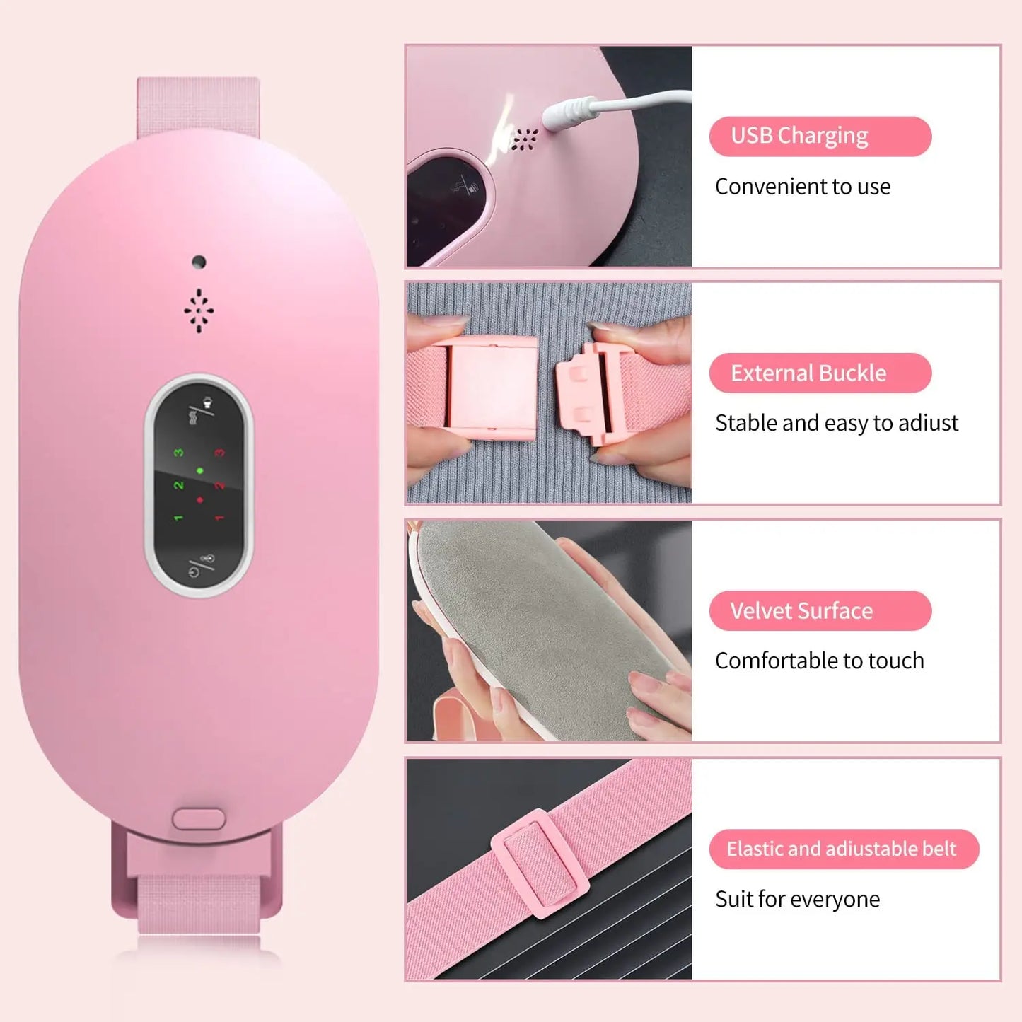 Womon Women in Period Menstrual Heating Pad Heating Massage Belt Abdominal Massager Warm Palace Electric Pain Relief Device