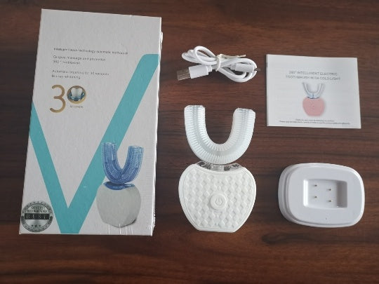 360 Grad intelligente automatische elektrische Zahnbürste, wasserdicht, U-Typ-Zahnbürste, Aufhellung, blaues Licht, USB-Aufladung