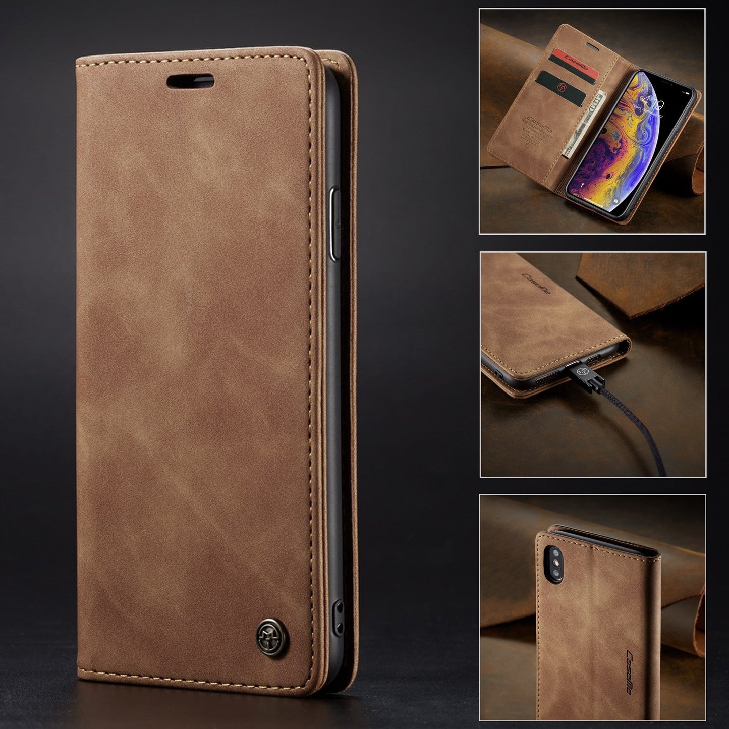 Multifunctional Leather Magnetic Phone Case Card Flip Protective Cover
