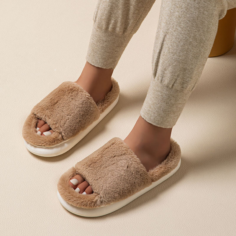 Women's Thick-soled Fur Interior Home Cotton Slippers