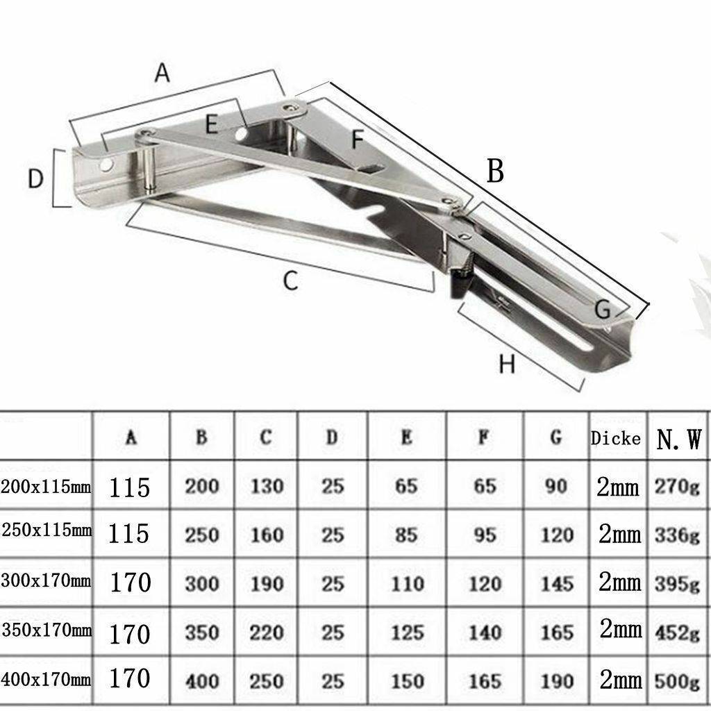 2x Boat Foldable Folding Console Table Holder Folding Bracket Folding Fitting Stainless Steel