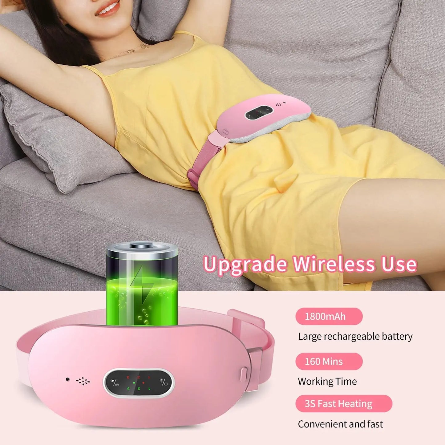 Womon Women in Period Menstrual Heating Pad  Heating Massage Belt  Abdominal Massager Warm Palace Electric Pain Relief Device