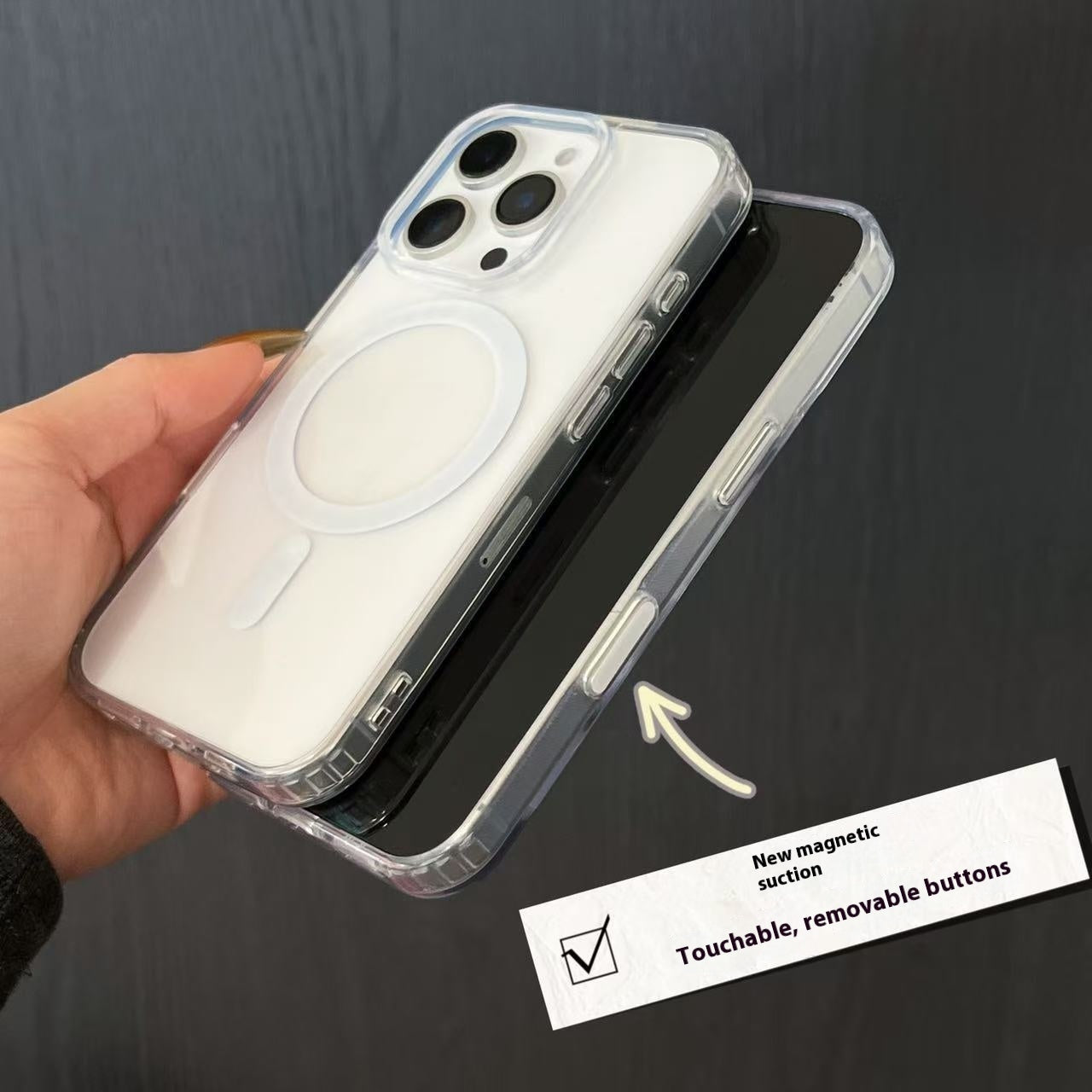 AI Button Smart Magnetic Silikon-Telefonhülle mit Fotografie