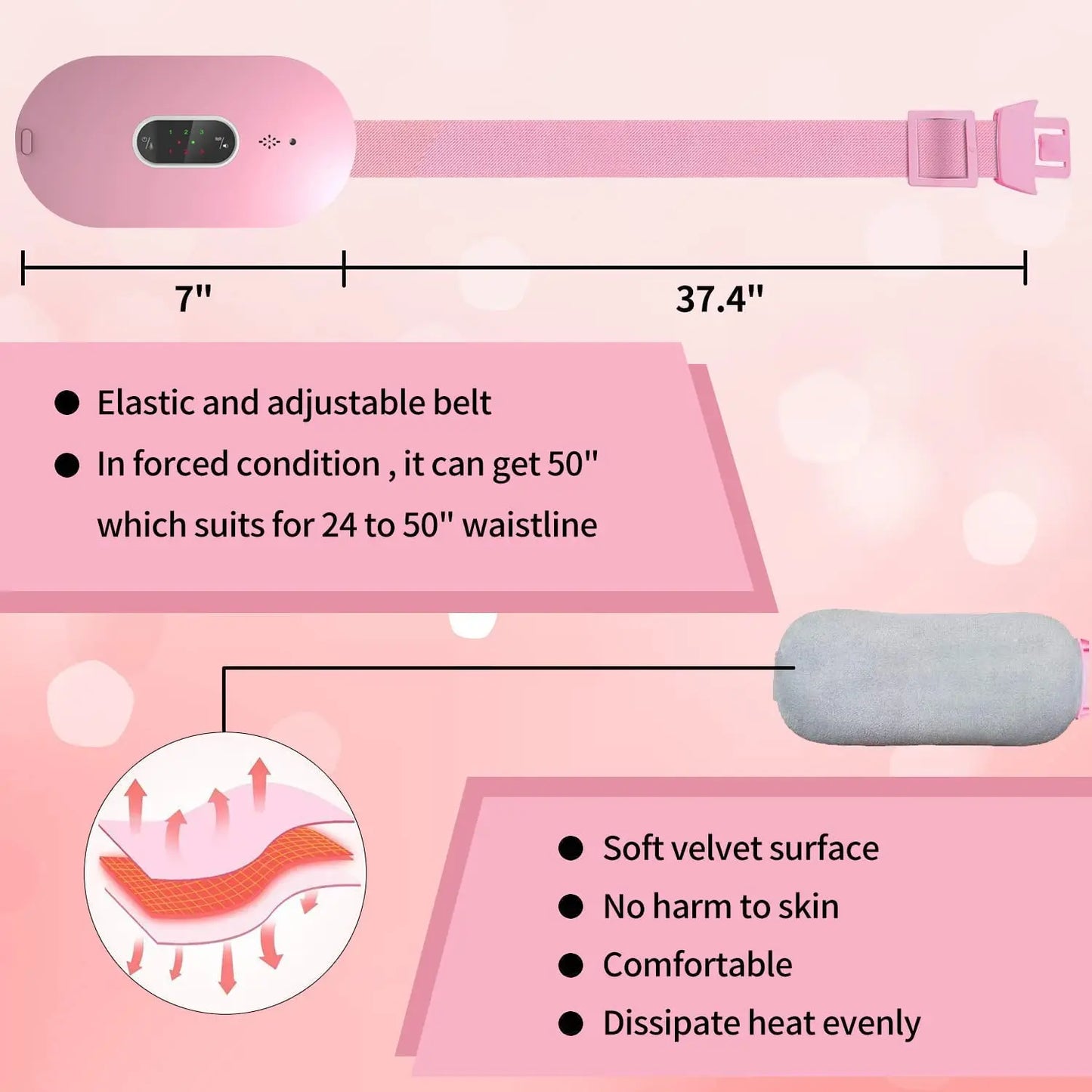 Womon Women in Period Menstrual Heating Pad  Heating Massage Belt  Abdominal Massager Warm Palace Electric Pain Relief Device
