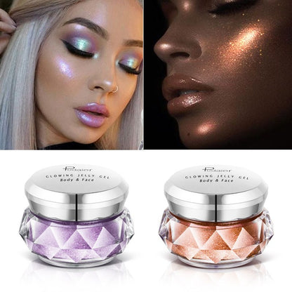 Gesichts-Highlighter Jelly Gel Mermaid Lidschatten Glow Body Glitter Festival Makeup Iluminador Gold Liquid Highlighter Bronzer