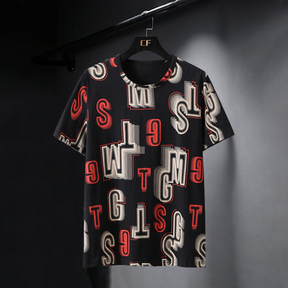 Ice Silk Short-sleeved T-shirt Round Neck Top Loose Cold Half-sleeved Shirt