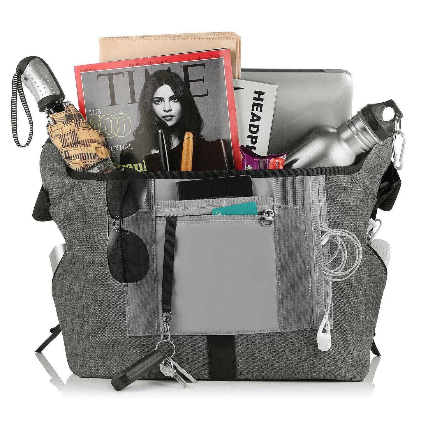 Diaper Shoulder Bag Large Messenger Diaper Bag For Fathers With 17 Pockets