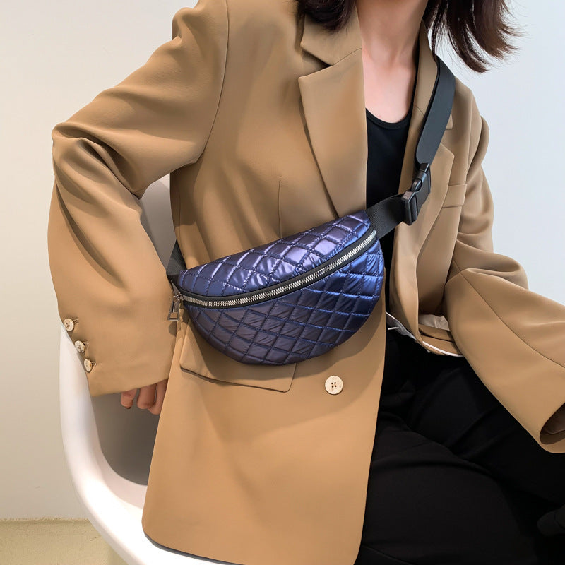 Rhombus bestickte Linie Schulter Pu Damen Gürteltasche