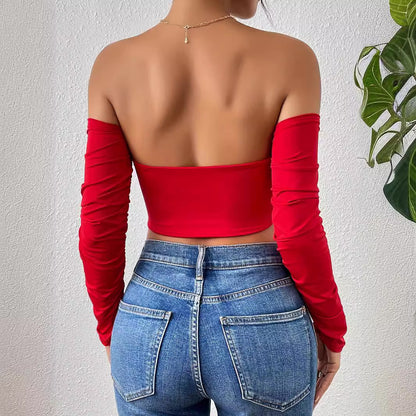 Night Club Style Slimming Waist Drawstring Long-sleeved Vest Can Be Worn Outside
