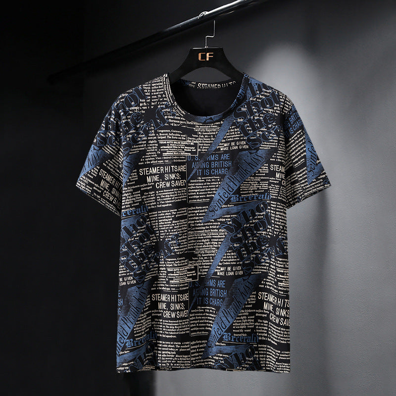 Ice Silk Short-sleeved T-shirt Round Neck Top Loose Cold Half-sleeved Shirt