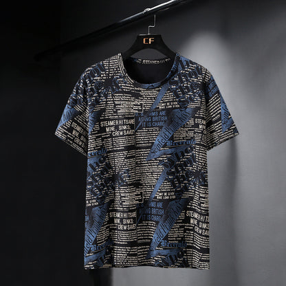 Ice Silk Short-sleeved T-shirt Round Neck Top Loose Cold Half-sleeved Shirt