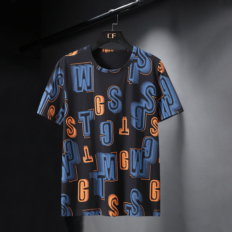 Ice Silk Short-sleeved T-shirt Round Neck Top Loose Cold Half-sleeved Shirt