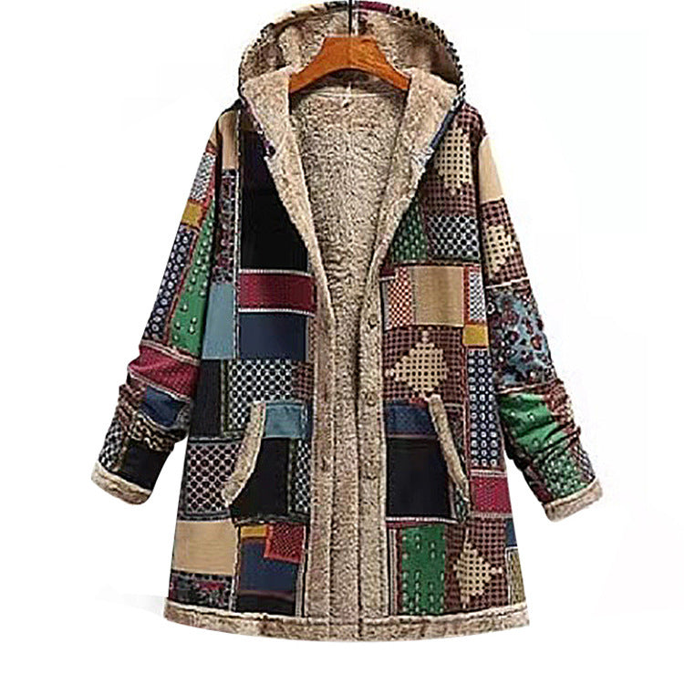 Bedruckter Hoodie aus Baumwolle und Leinen 