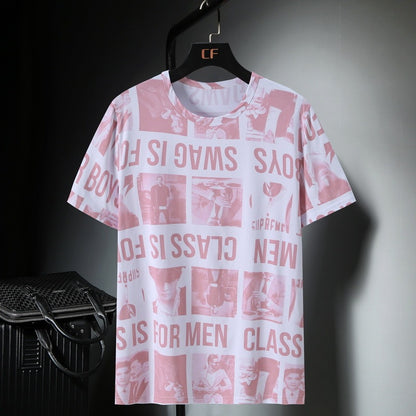 Ice Silk Short-sleeved T-shirt Round Neck Top Loose Cold Half-sleeved Shirt