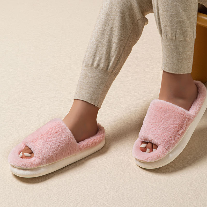 Women's Thick-soled Fur Interior Home Cotton Slippers