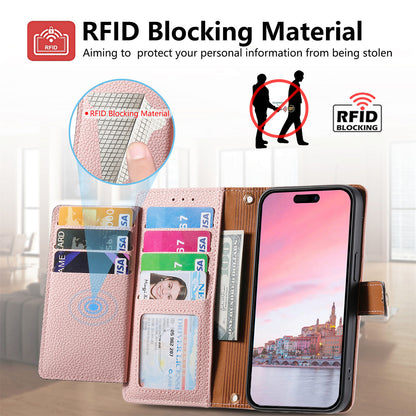Love Sleeve PU Litchi Pattern RFID Anti-theft Swiping Lanyard Phone Case