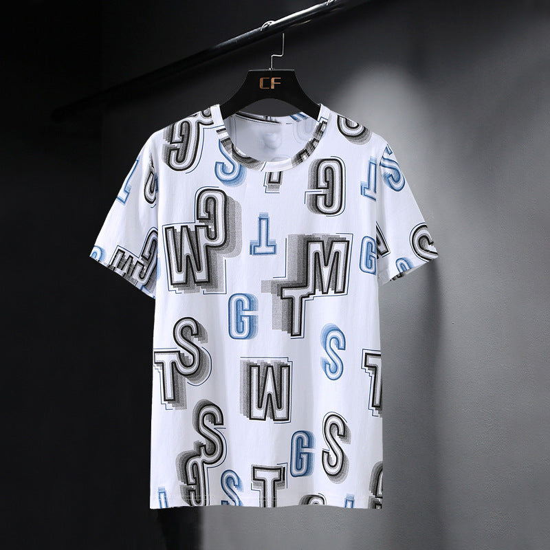 Ice Silk Short-sleeved T-shirt Round Neck Top Loose Cold Half-sleeved Shirt