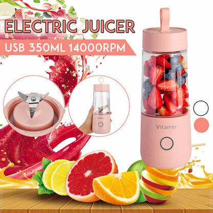 350 ml tragbarer Mixer, Entsafter, elektrisch, wiederaufladbar über USB, Mixer, Smoothie, matschig, Tasse, Saftmixer, Flasche, USB-Aufladung, Küchenhelfer
