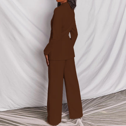 2 Piece Set  Spring Elegant Solid Long Sleeve Blazer Suit And Pants For Women Autumn Classic OL Street Outfit