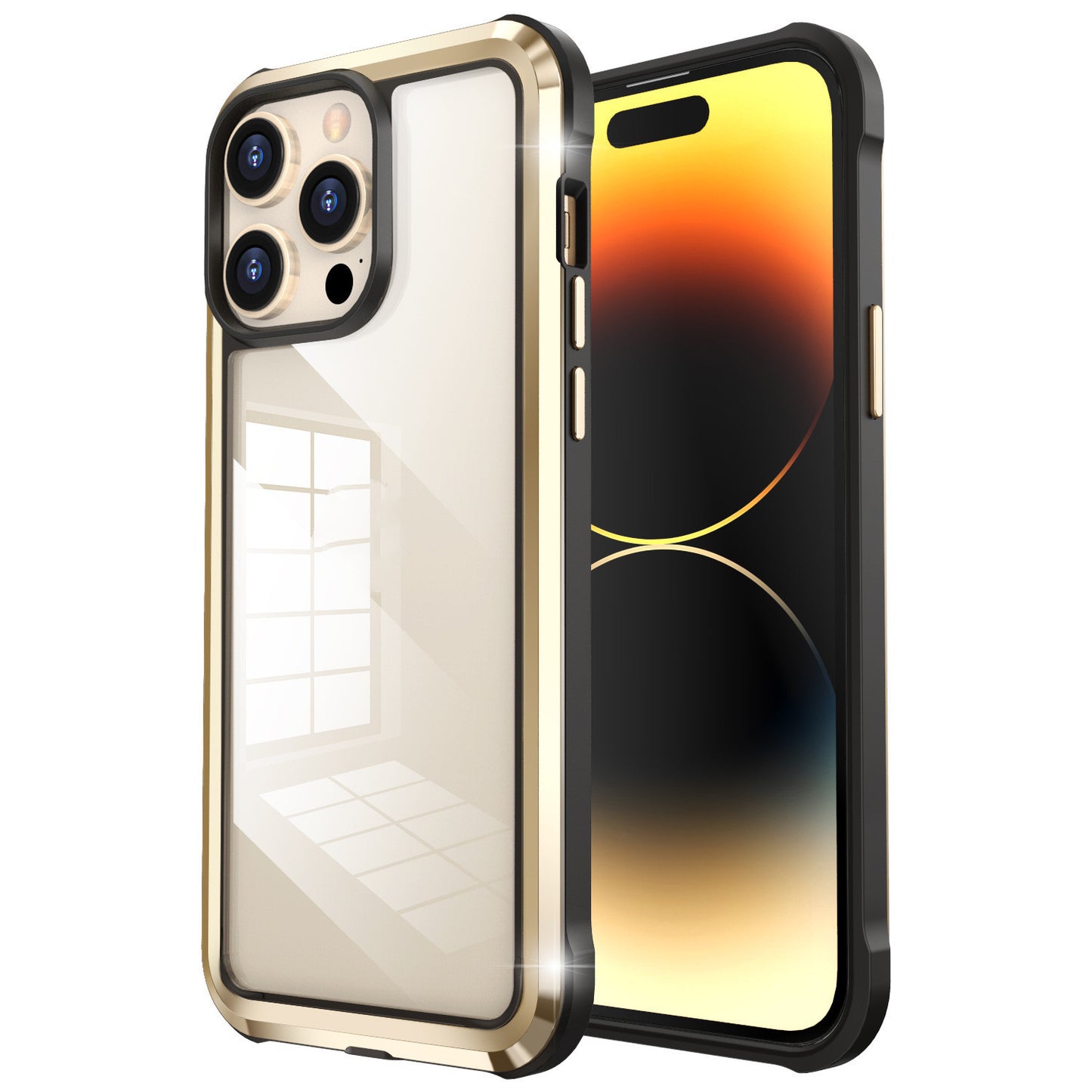 Metal Drop-proof Full Wrap Transparent Plus Stainless Steel Phone Case