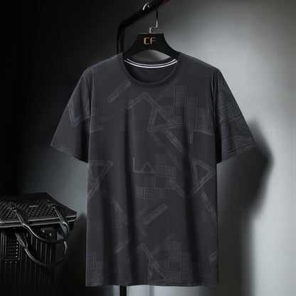 Ice Silk Short-sleeved T-shirt Round Neck Top Loose Cold Half-sleeved Shirt