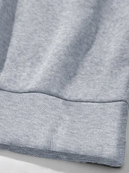 Women Basic Casual Pullover Spring Autumn Long Sleeve Solid Color Heart Printed Round Neck