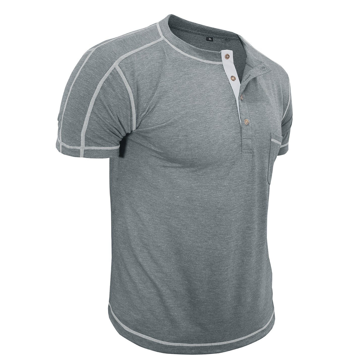 Men's Retro Short Sleeve T-shirt Color-block Crew Neck