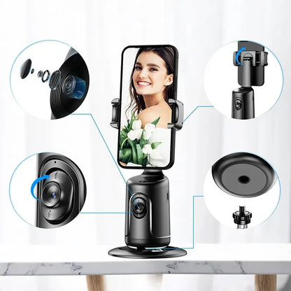 360 Auto Stabilizues Gimbal për Ndjekjen e Fytyrës me AI, Stabilizues Smart për Ndjekjen e Fytyrës, Mbajtës Telefoni Automatik për Video, Vlog, Transmetime të Drejtpërdrejta, Tripod
