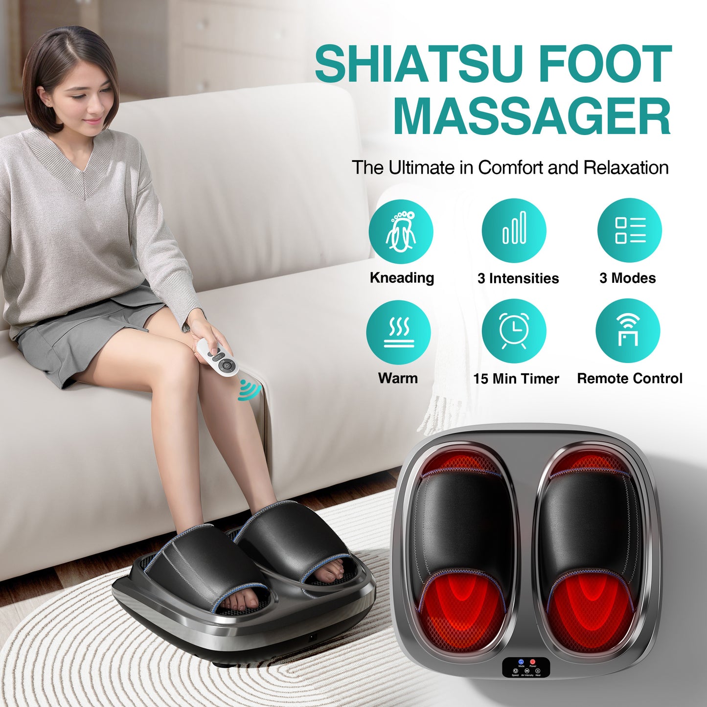Heißes Fußmassagegerät, Luftkompressions-Fußmassagegerät, tiefe Knetrolle, präzise Massage und Heizfunktion