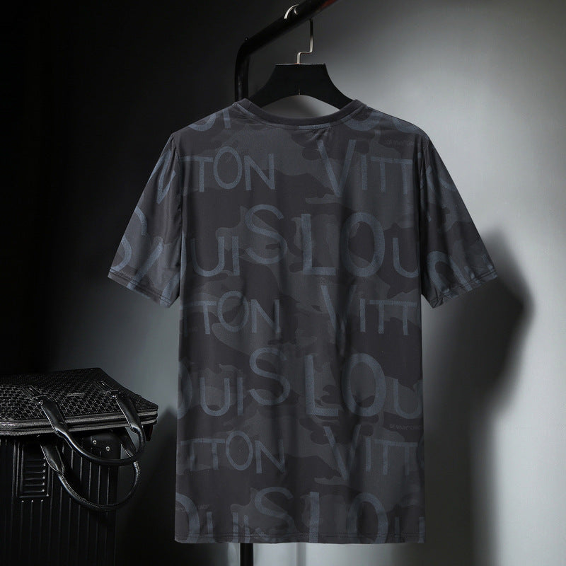 Ice Silk Short-sleeved T-shirt Round Neck Top Loose Cold Half-sleeved Shirt