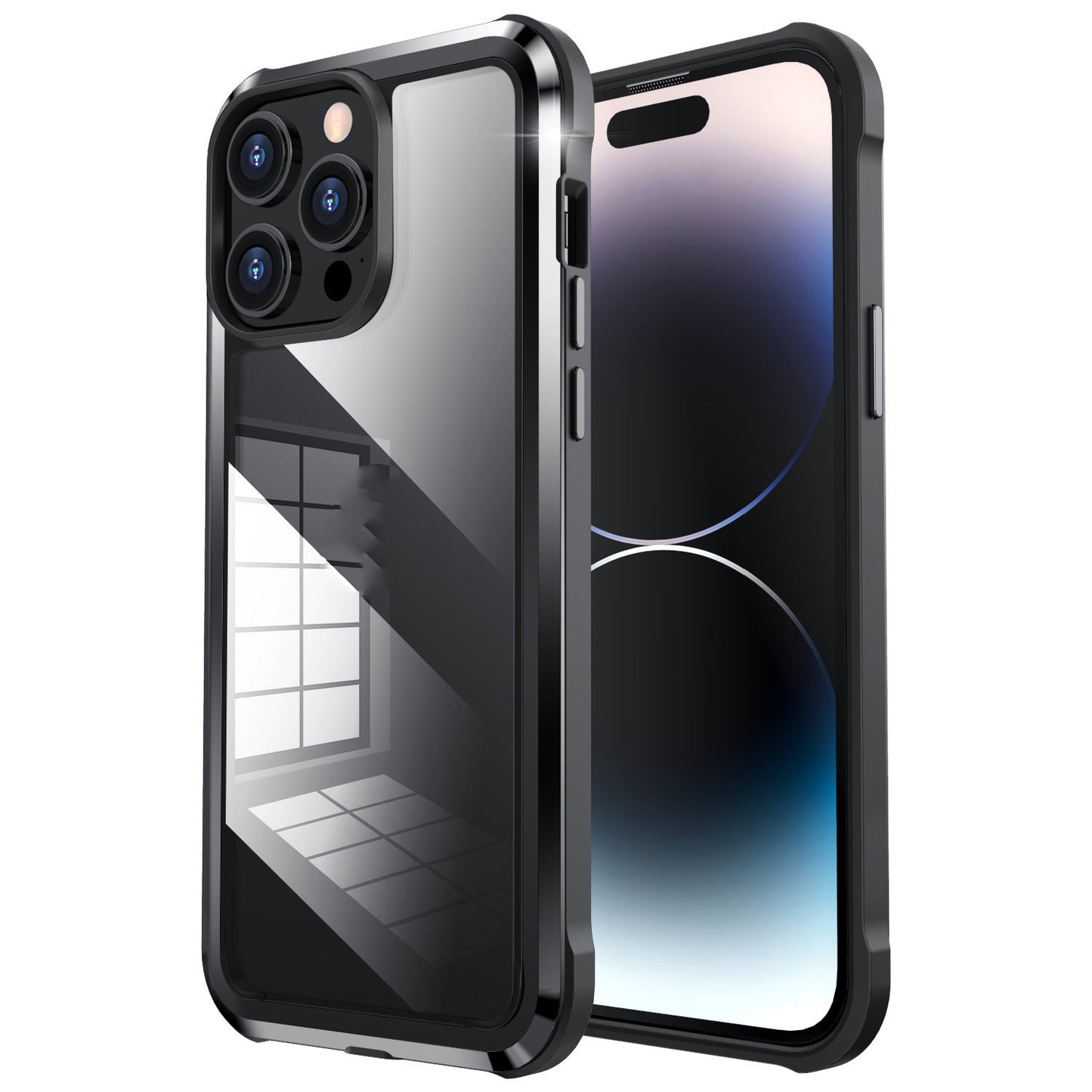 Metal Drop-proof Full Wrap Transparent Plus Stainless Steel Phone Case
