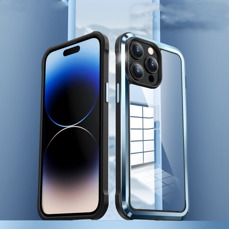 Metal Drop-proof Full Wrap Transparent Plus Stainless Steel Phone Case