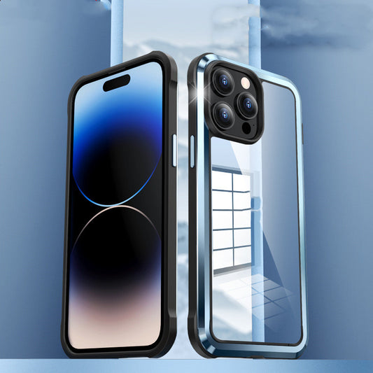 Metal Drop-proof Full Wrap Transparent Plus Stainless Steel Phone Case