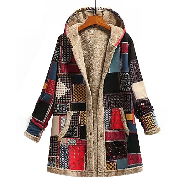 Bedruckter Hoodie aus Baumwolle und Leinen 