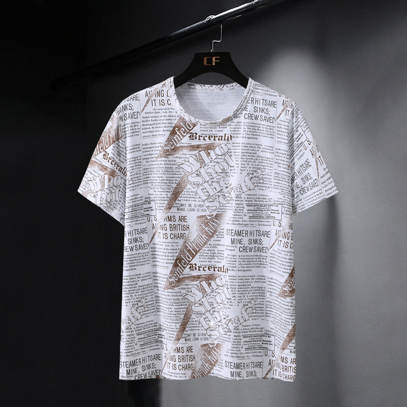 Ice Silk Short-sleeved T-shirt Round Neck Top Loose Cold Half-sleeved Shirt
