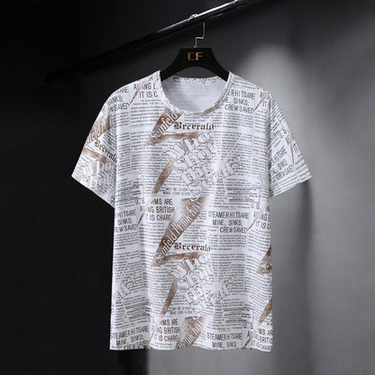 Ice Silk Short-sleeved T-shirt Round Neck Top Loose Cold Half-sleeved Shirt
